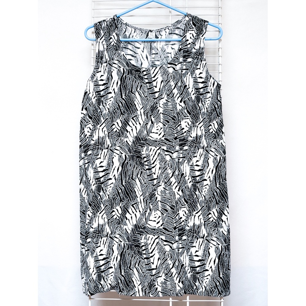 White and black stretch polyester sleeveless dress - Size XXL - Fan Do